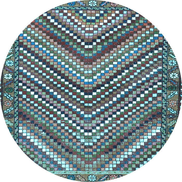 Round Persian Light Blue Traditional Rug, tr4508lblu