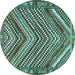 Round Persian Turquoise Traditional Rug, tr4508turq