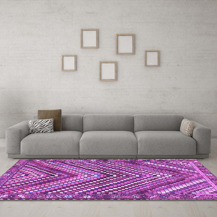 Machine Washable Persian Purple Traditional Area Rugs in a Living Room, wshtr4508pur