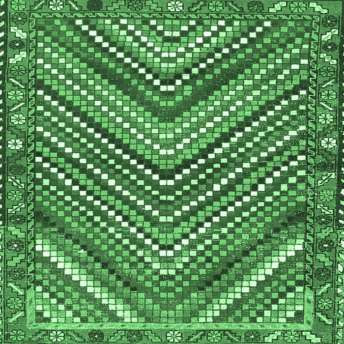 Square Persian Emerald Green Traditional Rug, tr4508emgrn