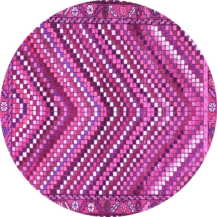 Round Machine Washable Persian Pink Traditional Rug, wshtr4508pnk