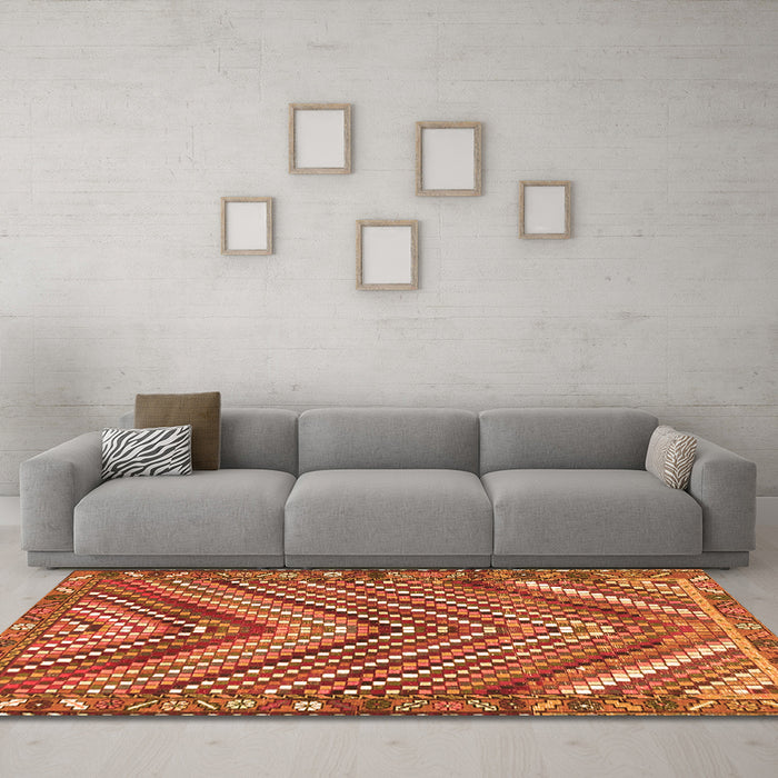 Machine Washable Persian Orange Traditional Area Rugs in a Living Room, wshtr4508org