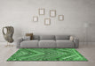 Machine Washable Persian Emerald Green Traditional Area Rugs in a Living Room,, wshtr4508emgrn