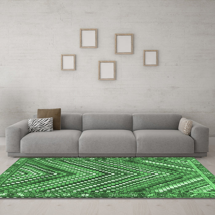 Machine Washable Persian Emerald Green Traditional Area Rugs in a Living Room,, wshtr4508emgrn