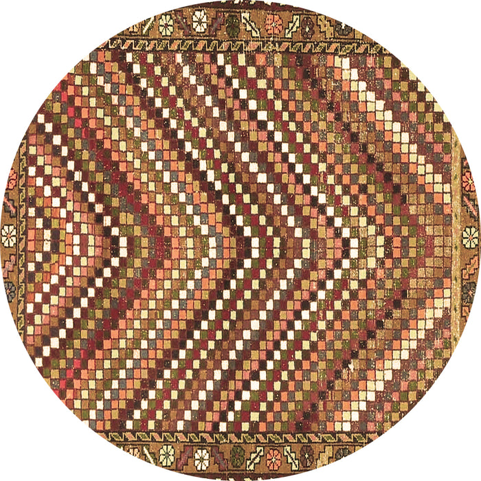 Round Persian Brown Traditional Rug, tr4508brn