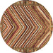 Round Persian Brown Traditional Rug, tr4508brn