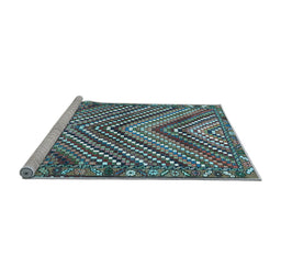 Sideview of Machine Washable Persian Light Blue Traditional Rug, wshtr4508lblu