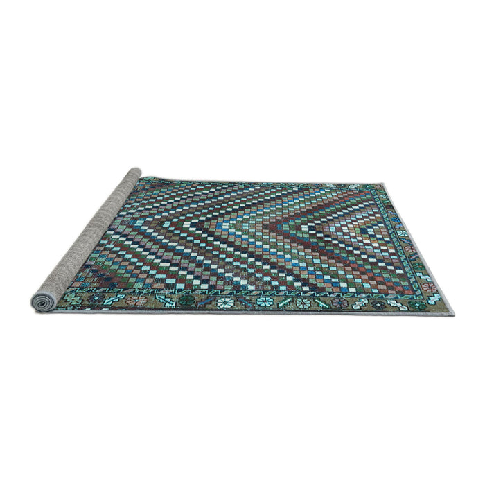 Sideview of Machine Washable Persian Light Blue Traditional Rug, wshtr4508lblu