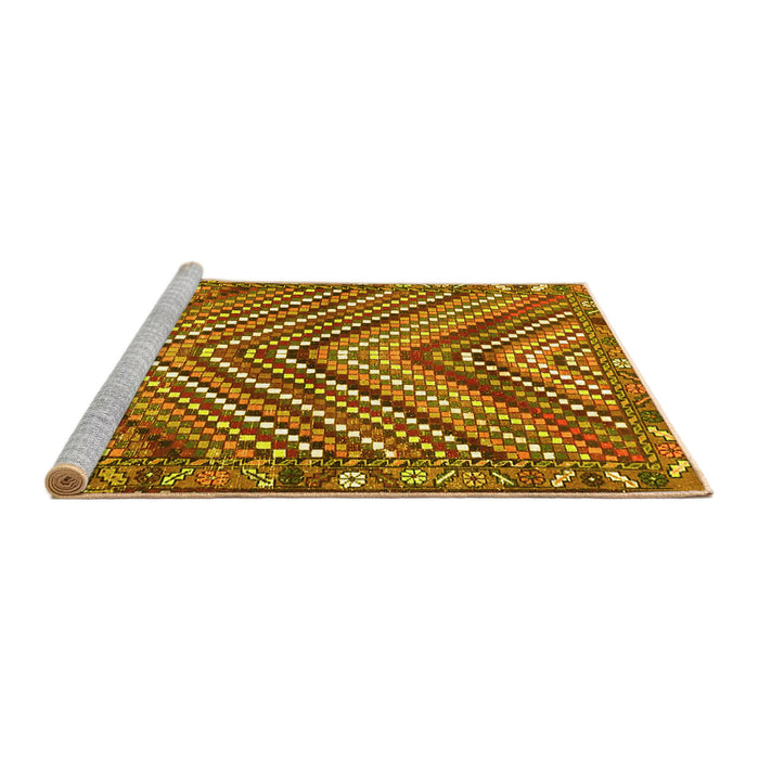 Sideview of Machine Washable Persian Yellow Traditional Rug, wshtr4508yw