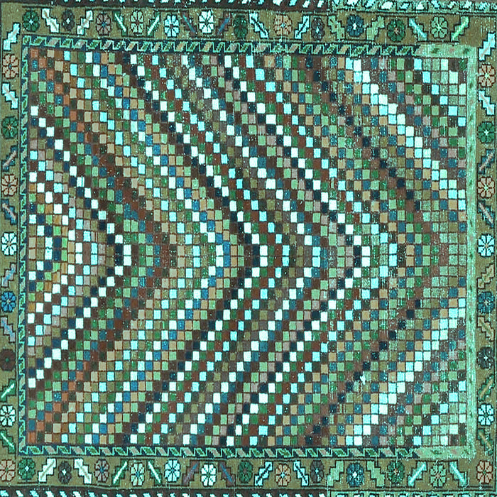 Square Machine Washable Persian Turquoise Traditional Area Rugs, wshtr4508turq