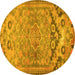 Round Persian Yellow Traditional Rug, tr4509yw