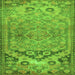 Round Machine Washable Persian Green Traditional Area Rugs, wshtr4509grn