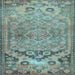 Square Machine Washable Persian Light Blue Traditional Rug, wshtr4509lblu