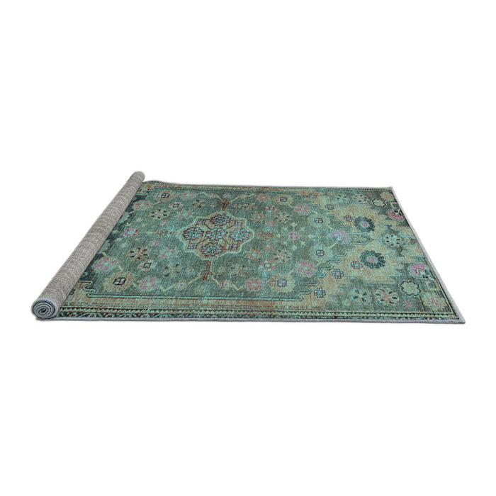 Sideview of Machine Washable Persian Light Blue Traditional Rug, wshtr4509lblu