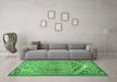 Machine Washable Persian Emerald Green Traditional Area Rugs in a Living Room,, wshtr4509emgrn