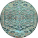 Round Persian Light Blue Traditional Rug, tr4509lblu