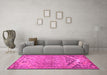 Machine Washable Persian Pink Traditional Rug in a Living Room, wshtr4509pnk