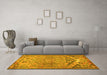 Machine Washable Persian Yellow Traditional Rug in a Living Room, wshtr4509yw