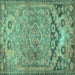 Square Persian Turquoise Traditional Rug, tr4509turq