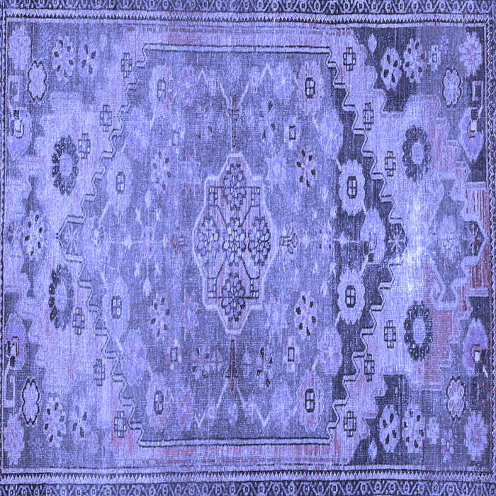 Square Machine Washable Persian Blue Traditional Rug, wshtr4509blu