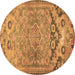 Round Persian Brown Traditional Rug, tr4509brn