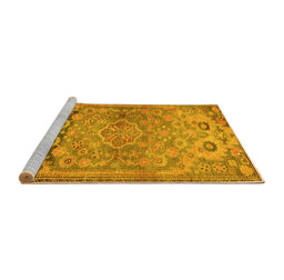 Sideview of Machine Washable Persian Yellow Traditional Rug, wshtr4509yw