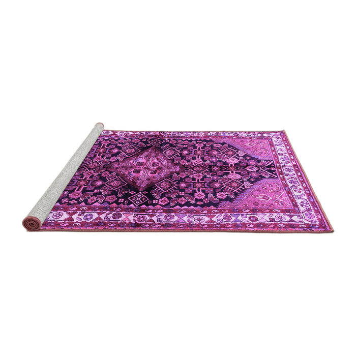 Sideview of Machine Washable Persian Purple Traditional Area Rugs, wshtr450pur
