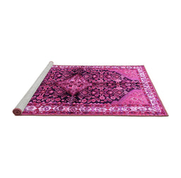 Sideview of Machine Washable Persian Pink Traditional Rug, wshtr450pnk