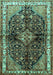 Machine Washable Persian Turquoise Traditional Area Rugs, wshtr450turq