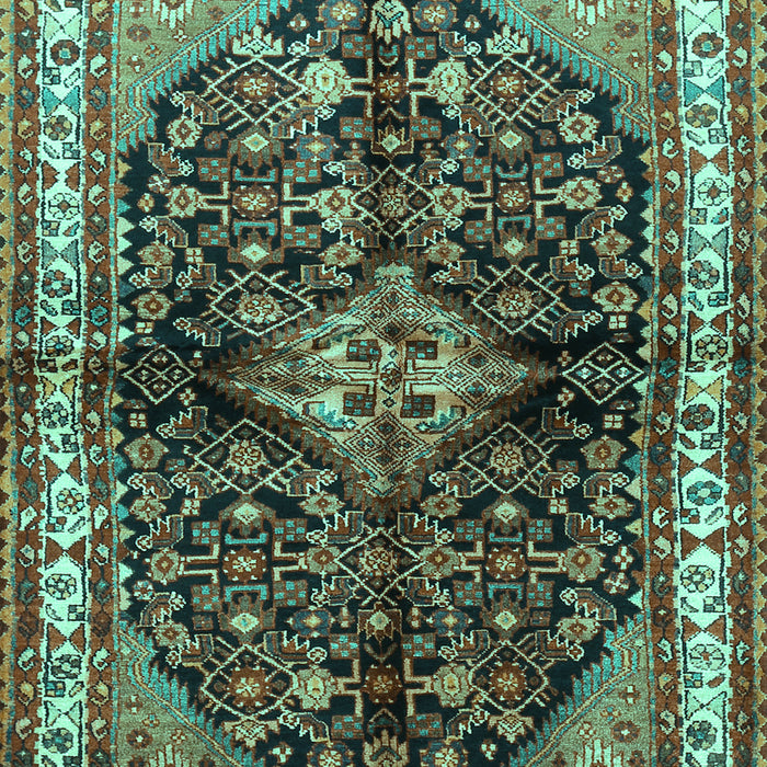 Machine Washable Persian Turquoise Traditional Area Rugs, wshtr450turq