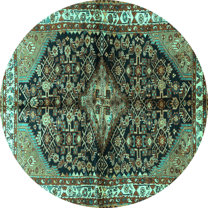 Round Persian Turquoise Traditional Rug, tr450turq