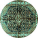 Round Persian Turquoise Traditional Rug, tr450turq