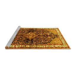 Sideview of Machine Washable Persian Yellow Traditional Rug, wshtr450yw