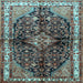 Square Machine Washable Persian Light Blue Traditional Rug, wshtr450lblu