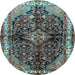 Round Persian Light Blue Traditional Rug, tr450lblu