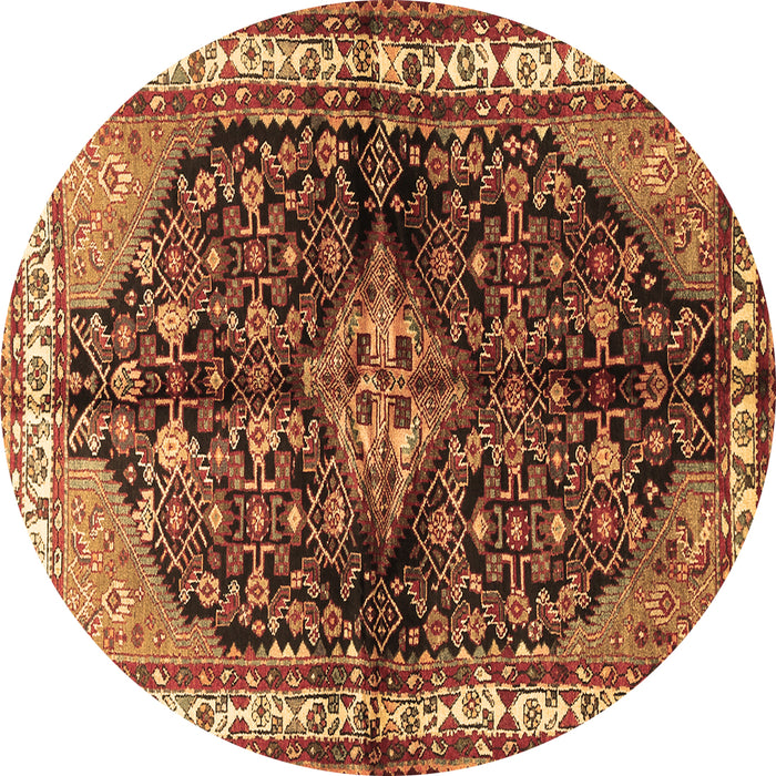 Round Machine Washable Persian Brown Traditional Rug, wshtr450brn