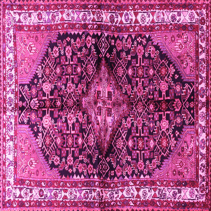 Square Machine Washable Persian Pink Traditional Rug, wshtr450pnk