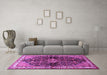 Machine Washable Persian Purple Traditional Area Rugs in a Living Room, wshtr450pur