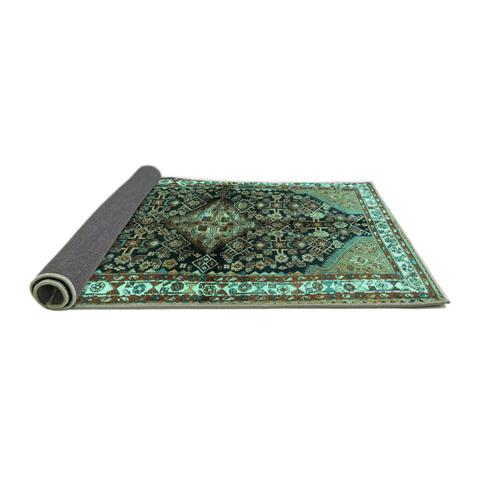 Sideview of Persian Turquoise Traditional Rug, tr450turq