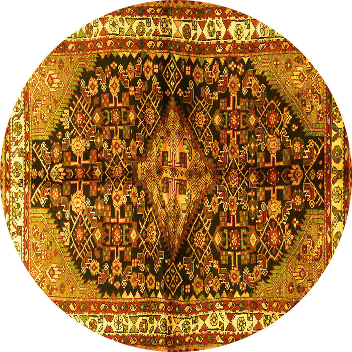 Round Persian Yellow Traditional Rug, tr450yw