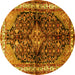 Round Persian Yellow Traditional Rug, tr450yw