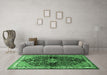 Machine Washable Persian Emerald Green Traditional Area Rugs in a Living Room,, wshtr450emgrn