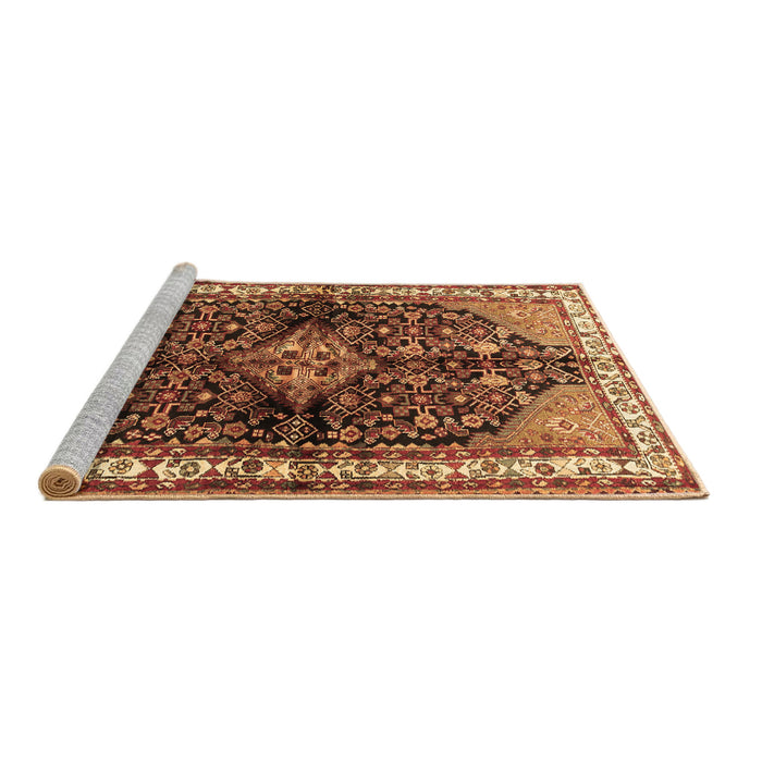 Sideview of Machine Washable Persian Brown Traditional Rug, wshtr450brn
