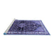 Sideview of Machine Washable Persian Blue Traditional Rug, wshtr450blu