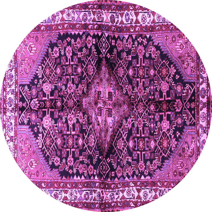 Round Machine Washable Persian Purple Traditional Area Rugs, wshtr450pur