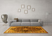 Machine Washable Persian Yellow Traditional Rug in a Living Room, wshtr450yw