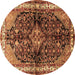 Round Persian Brown Traditional Rug, tr450brn
