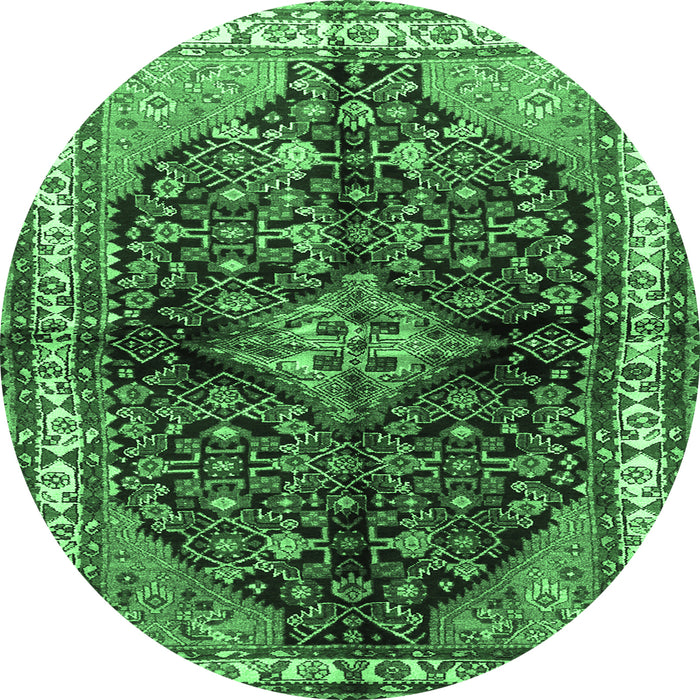 Round Persian Emerald Green Traditional Rug, tr450emgrn