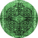 Round Persian Emerald Green Traditional Rug, tr450emgrn