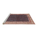 Sideview of Machine Washable Traditional Vermilion Red Rug, wshtr451